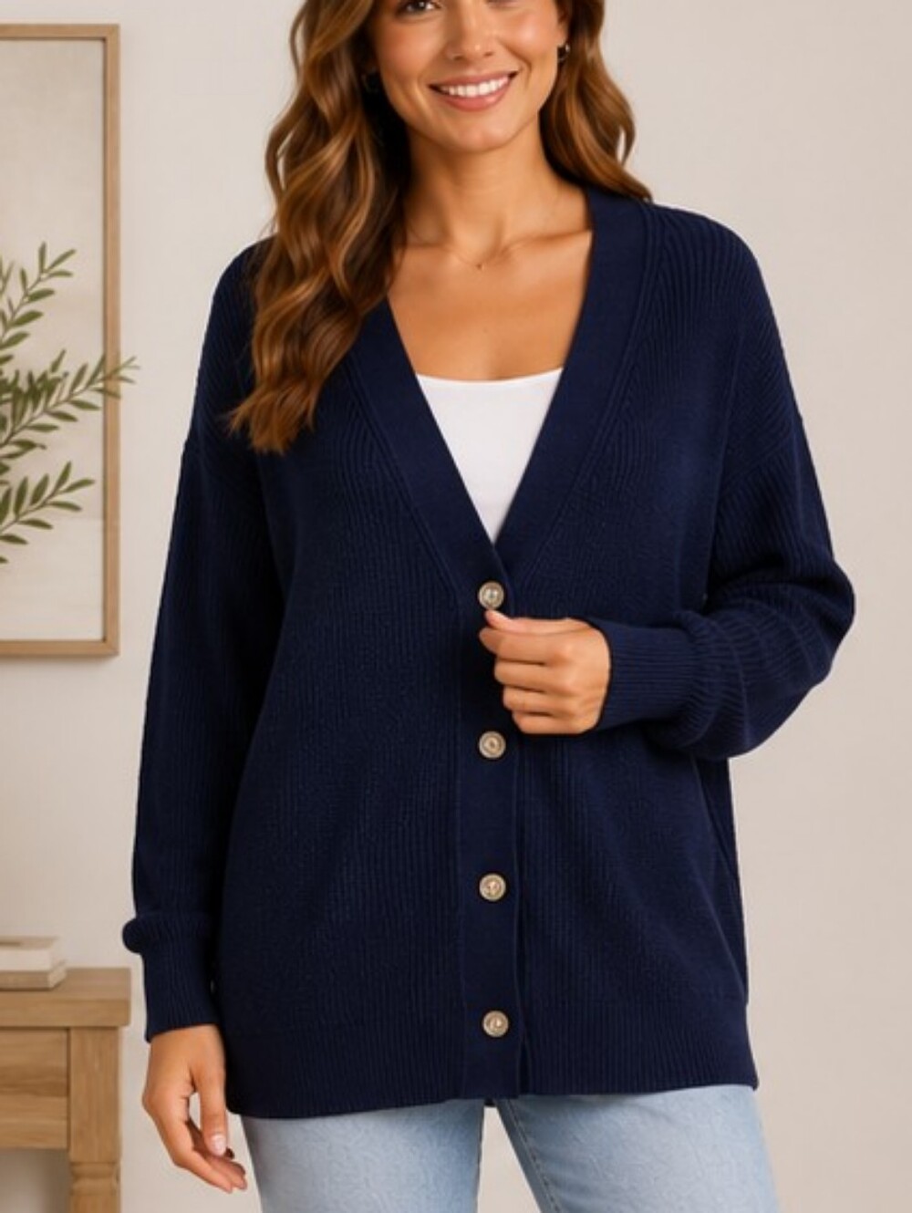 78 & Sunny Lovely Classic Cardigan Sweater – Mariner Midnight Navy  XL (14) NWT